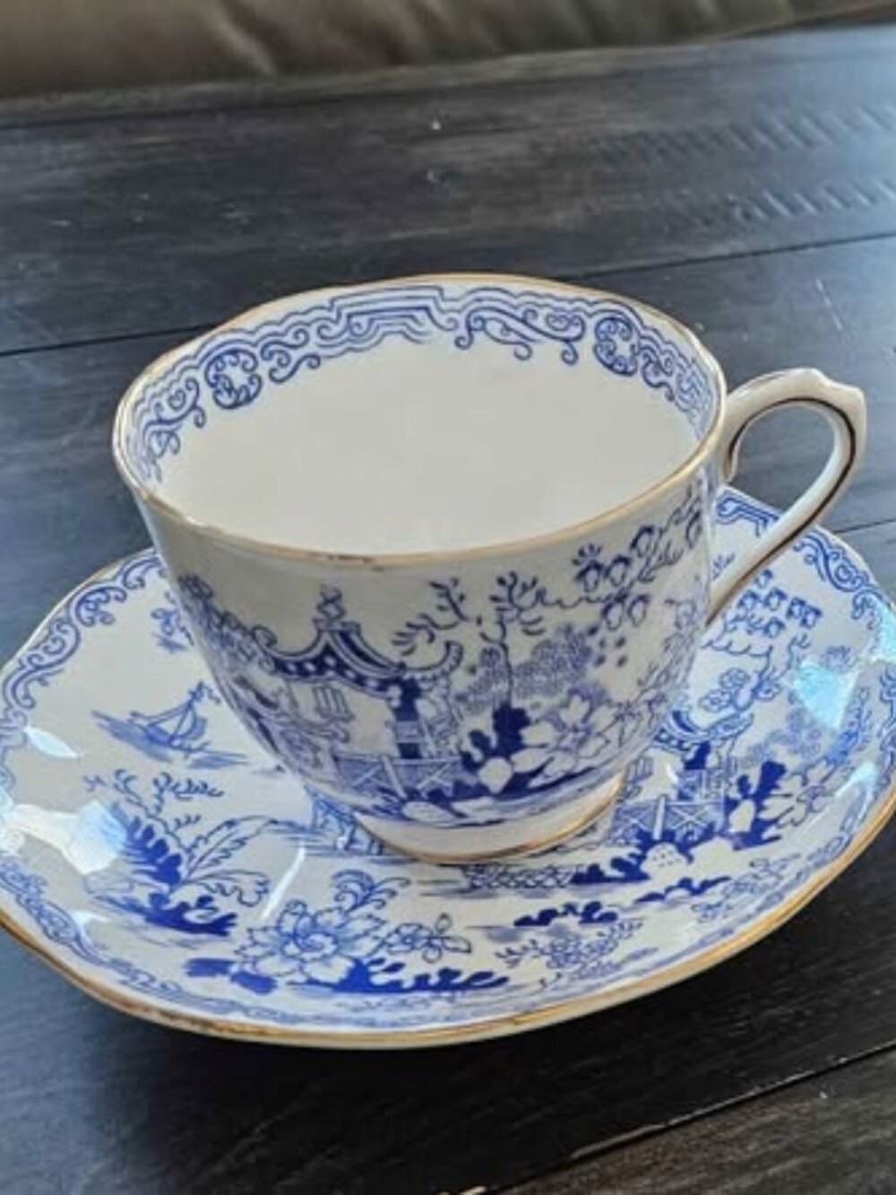 Vtg Royal Albert Bone China "Mikado" Tea Set - 2x Cups & Saucers, Cream & Sugar